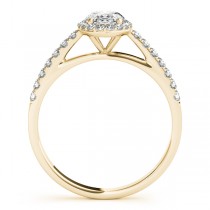 Lab Diamond Halo Oval Shape Engagement Ring 14k Yellow Gold (0.26ct)