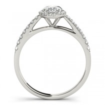 Lab Diamond Halo Oval Shape Engagement Ring 18k White Gold (0.26ct)