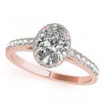 Diamond Accented Halo Oval Shape Bridal Set 18k Rose Gold (1.58ct)