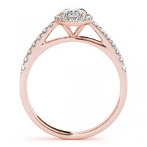 Diamond Accented Halo Oval Shaped Bridal Set 14k Rose Gold (0.37ct)