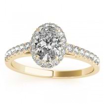 Diamond Accented Halo Oval Shaped Bridal Set 18k Yellow Gold (0.37ct)