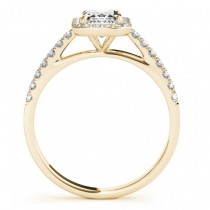 Diamond Halo Emerald-Cut Engagement Ring 14k Yellow Gold (0.90ct)