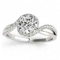 Halo Diamond Twisted Engagement Ring Setting 14k White Gold (0.20ct)