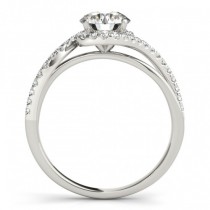 Halo Diamond Twisted Engagement Ring Setting 14k White Gold (0.20ct)
