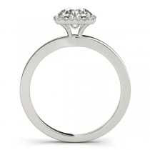 Diamond Square Solitaire Halo Engagement Ring 14k White Gold (1.12ct)