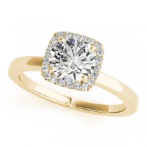 Diamond Square Solitaire Halo Engagement Ring 14k Yellow Gold (1.12ct)