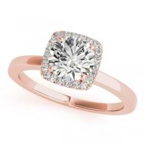 Diamond Square Solitaire Halo Engagement Ring 18k Rose Gold (1.12ct)