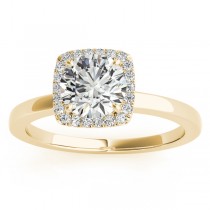 Diamond Halo Solitaire Engagement Ring Setting 14k Yellow Gold (0.06ct)