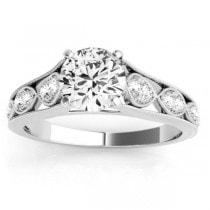 Graduating Diamond Side Stone Accents Bridal Set 14k White Gold 0.40ct