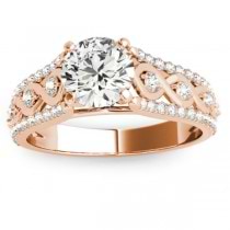 Graduating Diamond Twisted Engagement Ring 14k Rose Gold (0.38ct)