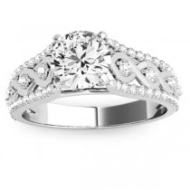 Graduating Diamond Twisted Engagement Ring 14k White Gold (0.38ct)
