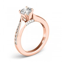 Diamond Single Row Swirl Prong Engagement Ring 14k Rose Gold (1.28ct)