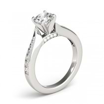 Diamond Single Row Swirl Prong Engagement Ring 14k White Gold (1.28ct)