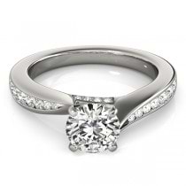 Diamond Single Row Swirl Prong Engagement Ring 14k White Gold (1.28ct)