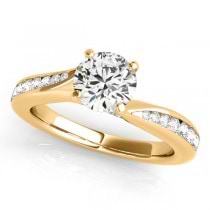 Diamond Single Row Swirl Prong Engagement Ring 14k Yellow Gold (1.28ct)