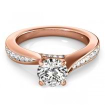 Diamond Single Row Swirl Prong Engagement Ring 18k Rose Gold (1.28ct)