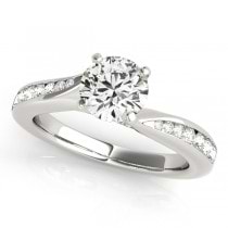 Diamond Single Row Swirl Prong Engagement Ring 18k White Gold (1.28ct)