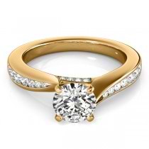 Diamond Single Row Swirl Prong Engagement Ring 18k Yellow Gold (1.28ct)
