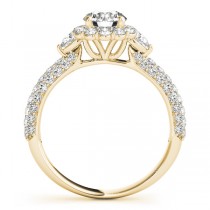 Pave' Flower Halo Pear Cut Diamond Bridal Set 18k Yellow Gold (2.50ct)