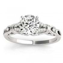 Diamond Antique Style Engagement Ring Setting 14k White Gold (0.14ct)