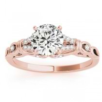 Diamond Antique Style Engagement Ring Setting 18k Rose Gold (0.14ct)