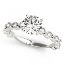 Vintage Style Diamond Engagement Ring Setting 18k White Gold (0.40ct)