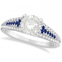 Blue Sapphire & Diamond Engagement Ring 14k White Gold (1.33ct)