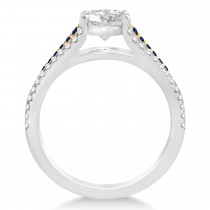 Blue Sapphire, Diamond Engagement Ring 14k Two Tone Yellow Gold 1.33ct