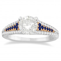 Blue Sapphire & Diamond Engagement Ring 14k Rose Gold (0.33ct)
