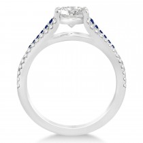 Blue Sapphire & Diamond Engagement Ring 14k White Gold (0.33ct)