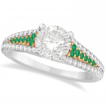 Emerald & Diamond Engagement Ring 14k Two Tone Rose Gold (1.33ct)
