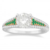 Emerald & Diamond Engagement Ring 14k Rose Gold (0.33ct)