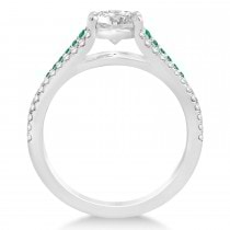 Emerald & Diamond Engagement Ring 14k White Gold (0.33ct)
