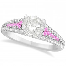 Pink Sapphire & Diamond Engagement Ring 14k White Gold (1.33ct)