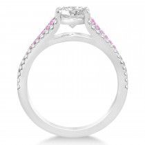 Pink Sapphire & Diamond Three Row Engagement Ring Palladium (0.33ct)