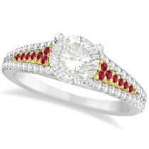 Ruby & Diamond Engagement Ring 14k Two Tone Yellow Gold (1.33ct)