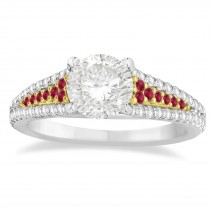 Ruby & Diamond Engagement Ring 18k Two Tone Gold (0.33ct)