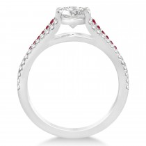 Ruby & Diamond Three Row Engagement Ring Palladium (0.33ct)