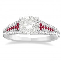 Ruby & Diamond Three Row Engagement Ring Platinum (0.33ct)