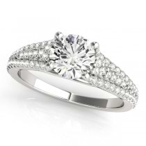 Diamond Three Row Engagement Ring Bridal Set 14k White Gold (1.47ct)