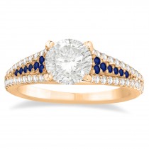 Blue Sapphire & Diamond 3 Row Bridal Set 14k Rose Gold (0.47ct)