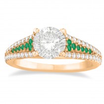 Emerald & Diamond 3 Row Bridal Set 14k Rose Gold (0.47ct)