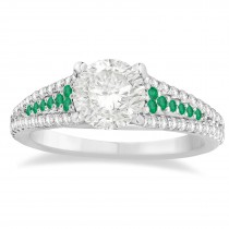 Emerald & Diamond 3 Row Bridal Set Platinum (0.47ct)