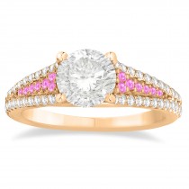 Pink Sapphire & Diamond 3 Row Bridal Set 14k Rose Gold (0.47ct)