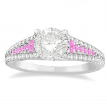 Pink Sapphire & Diamond 3 Row Bridal Set 14k White Gold (0.47ct)