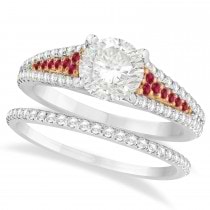 Ruby and Diamond Bridal Set 18k Two Tone Rose Gold (1.47ct)