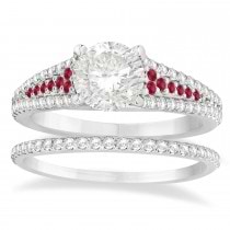 Ruby & Diamond 3 Row Bridal Set Platinum (0.47ct)