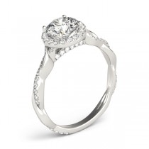 Diamond Twisted Halo Engagement Ring 18k White Gold (1.32ct)