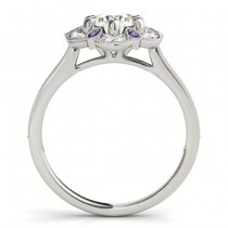 Amethyst & Diamond Floral Engagement Ring 18K White Gold (0.23ct)