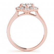 Aquamarine & Diamond Floral Engagement Ring 18K Rose Gold (0.23ct)